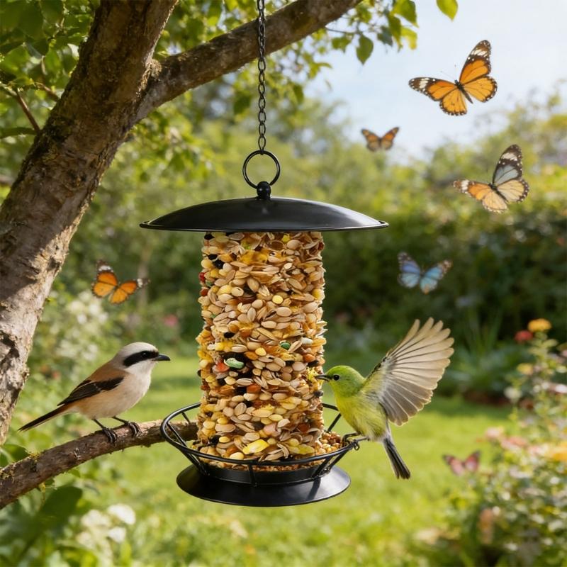 Pack Of 2 Practical Easy Installation Hanging Bird Feeders Simple Setups Metal Construction For Garden Placement