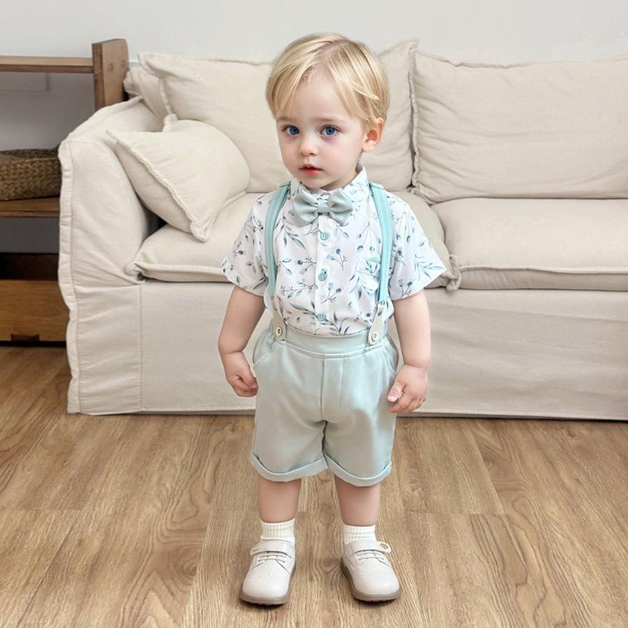 New Short Sleeve Shorts Vest Set Children's Clothing Boys Summer English Style Fashion Party Outfit