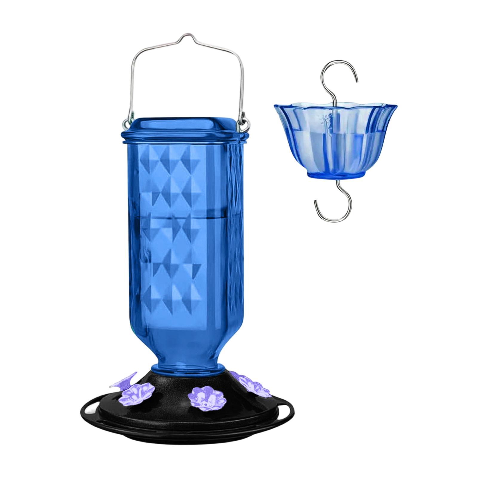 

Glass Hummingbird Feeder with Hanging Hook Diamond Pattern Reservoir and Flower Feeding Ports for Outdoor Garden Use One Size