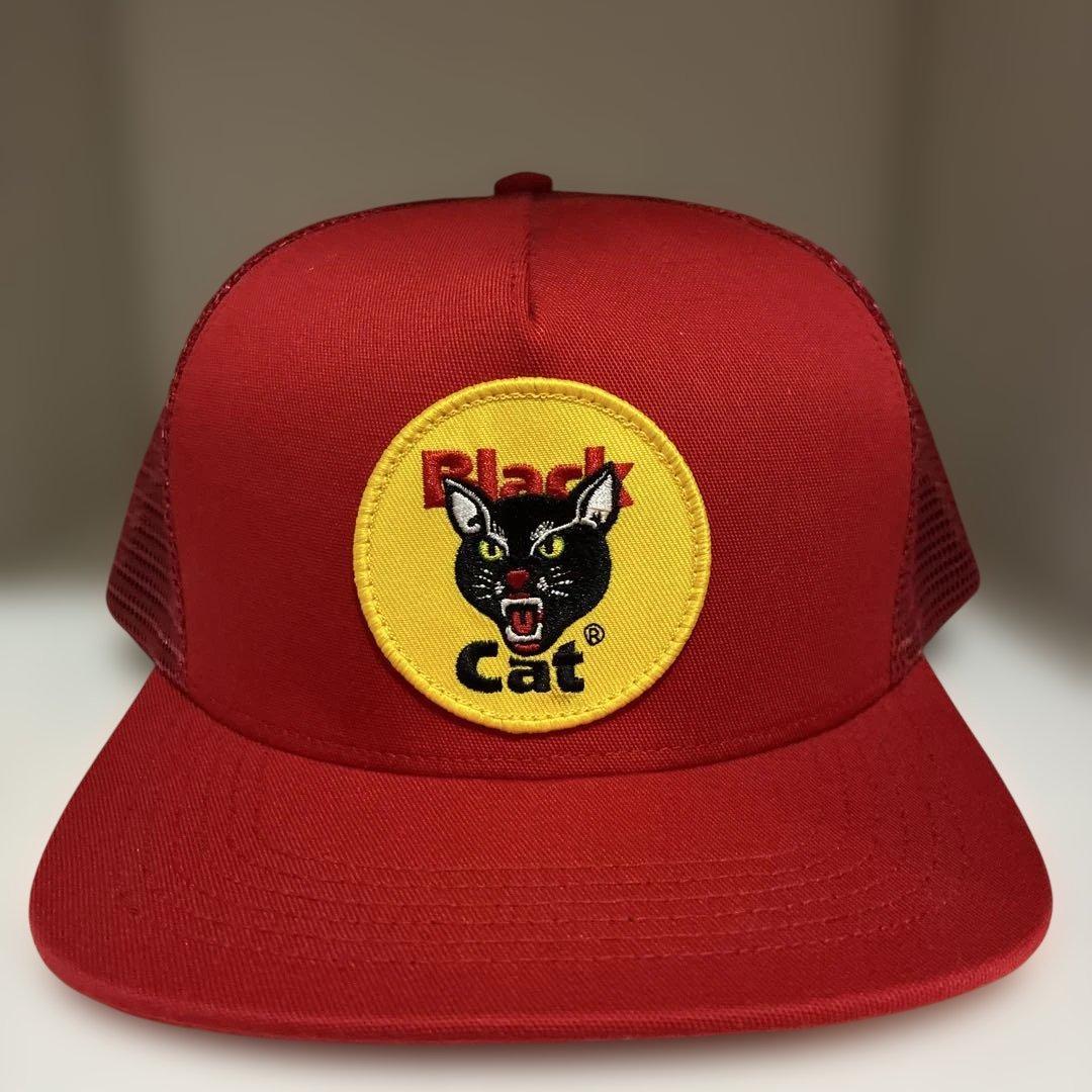 Used SUPREME Black Cat Mesh Cap RED Supreme Cap