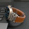 Leather Band for Apple Watch Ultra 3/2 49mm 46mm 45 44mm Luxury Bracelet Titanium Color Strap for iWatch Series 11 10 9 SE Loop