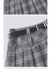 Women's American Retro Plaid High Waist Pleated Skirt - Early Autumn College Style, Anti-Exposure