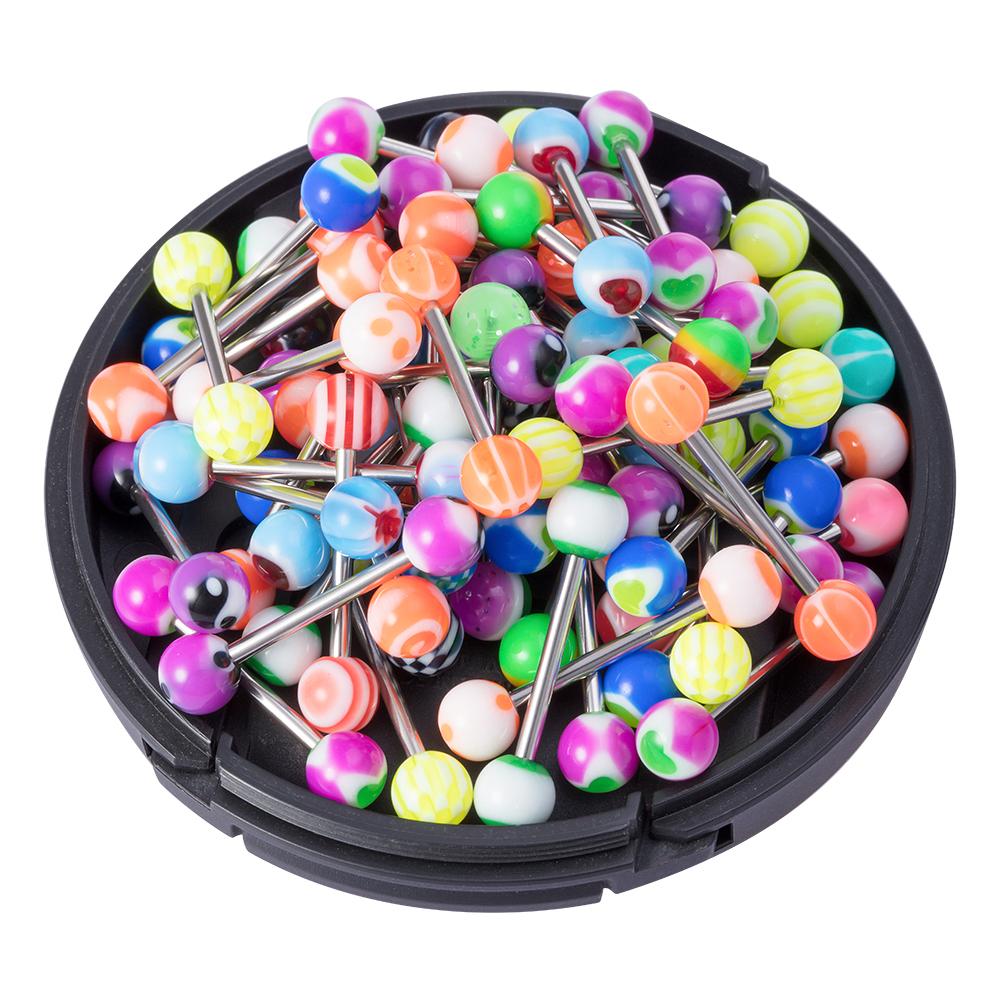 Mixfarbe Acryl Kugel Zungenringe Brustwarzenring Halter 14G Flexibler Zungenpiercingstab Bioflex Brustwarzenstäbchen 16mm
