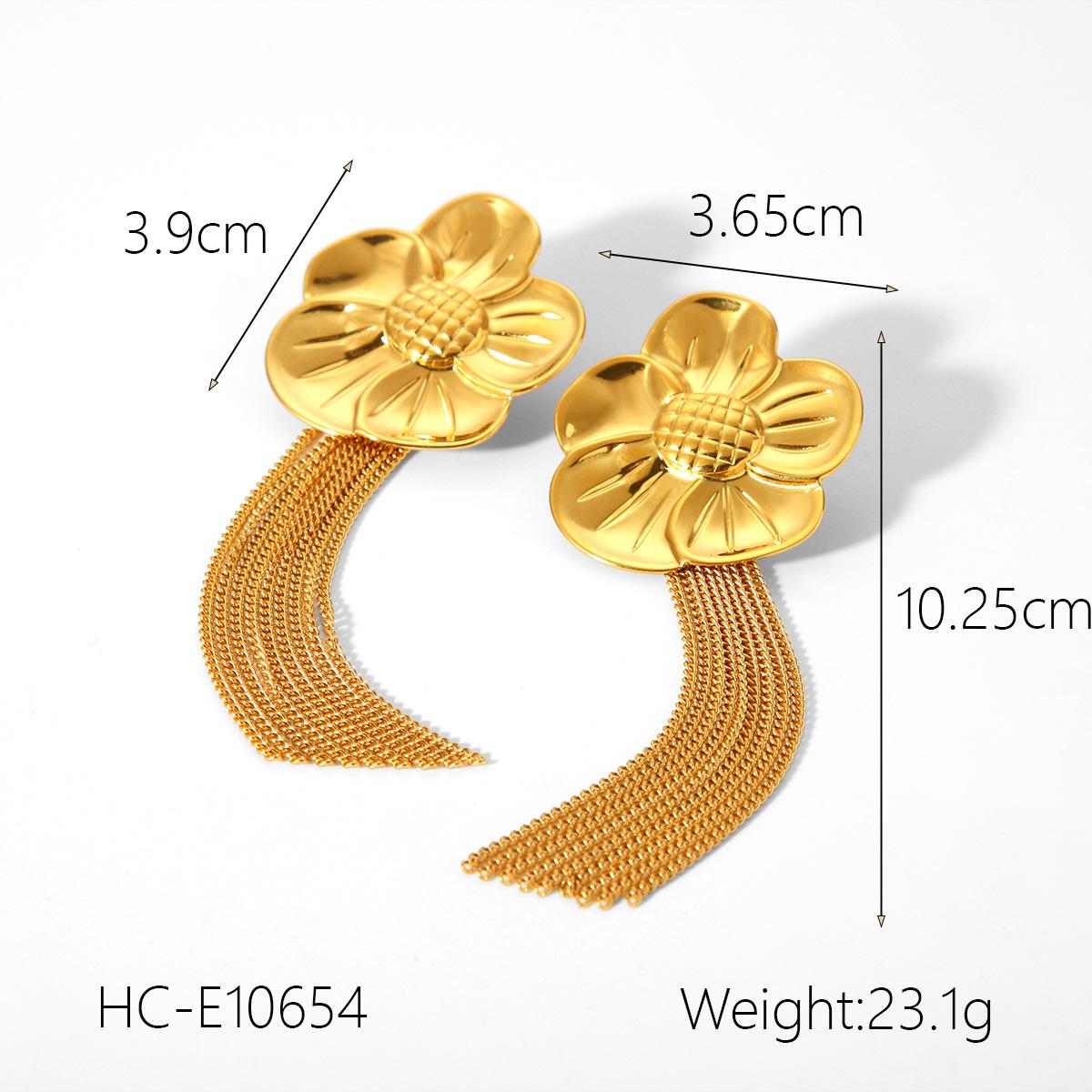 

Light luxury stainless steel sunflower tassel earrings for women, niche high-end butterfly stud earrings, titanium steel