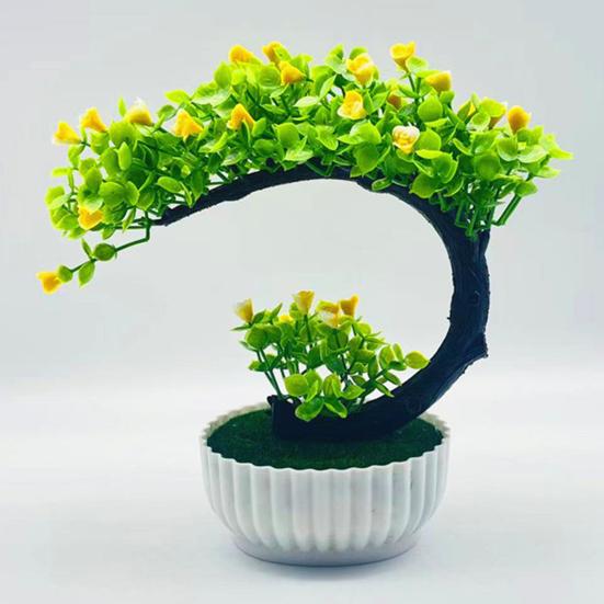 Fake Bonsai Romantic No Watering Plastic Beautiful Artificial Flower Bonsai with Pot Garden Supplies