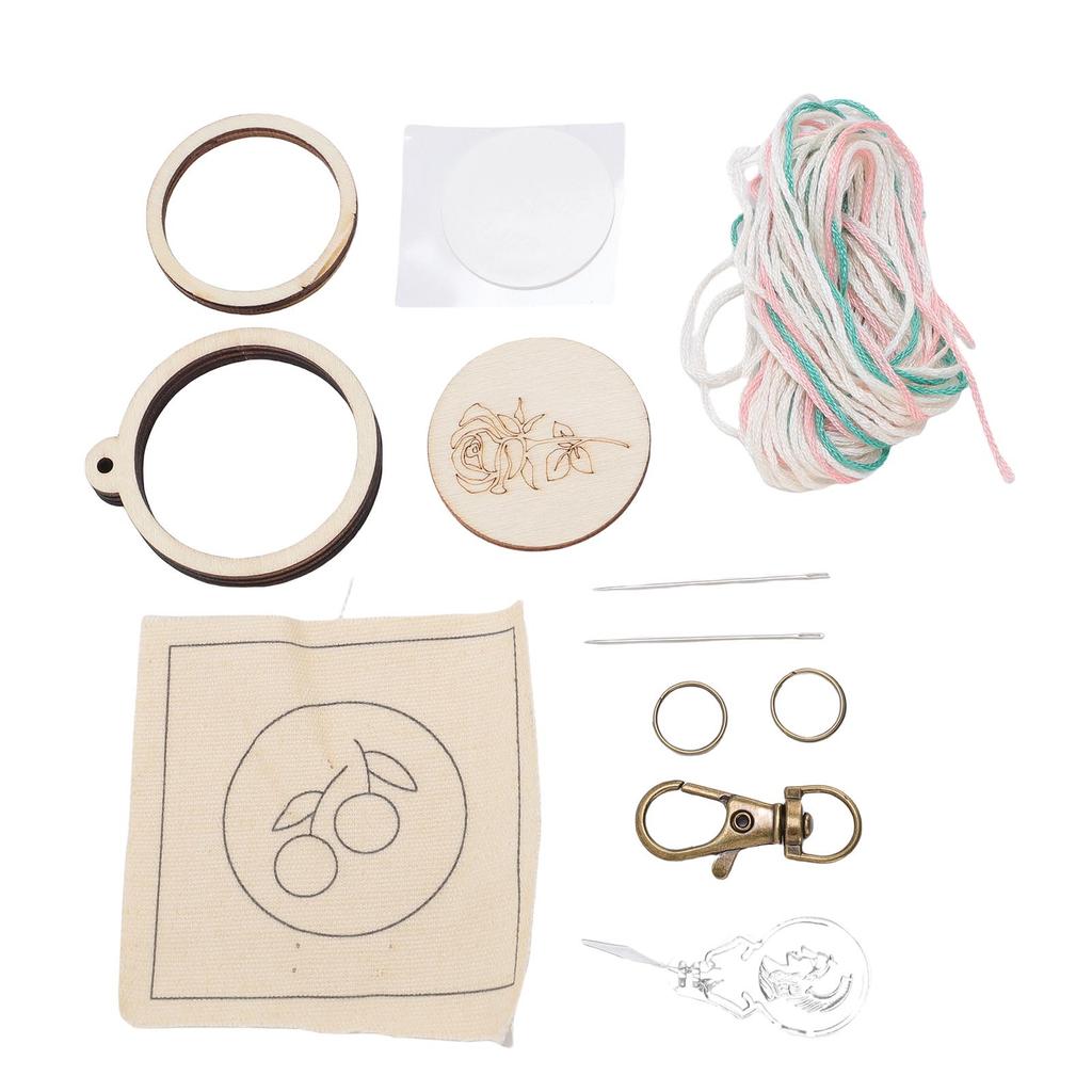 Mini Wooden Embroidery Hoop Keychain Small Ring Tiny Jewelry Making Supplies for Earring Pendant Round