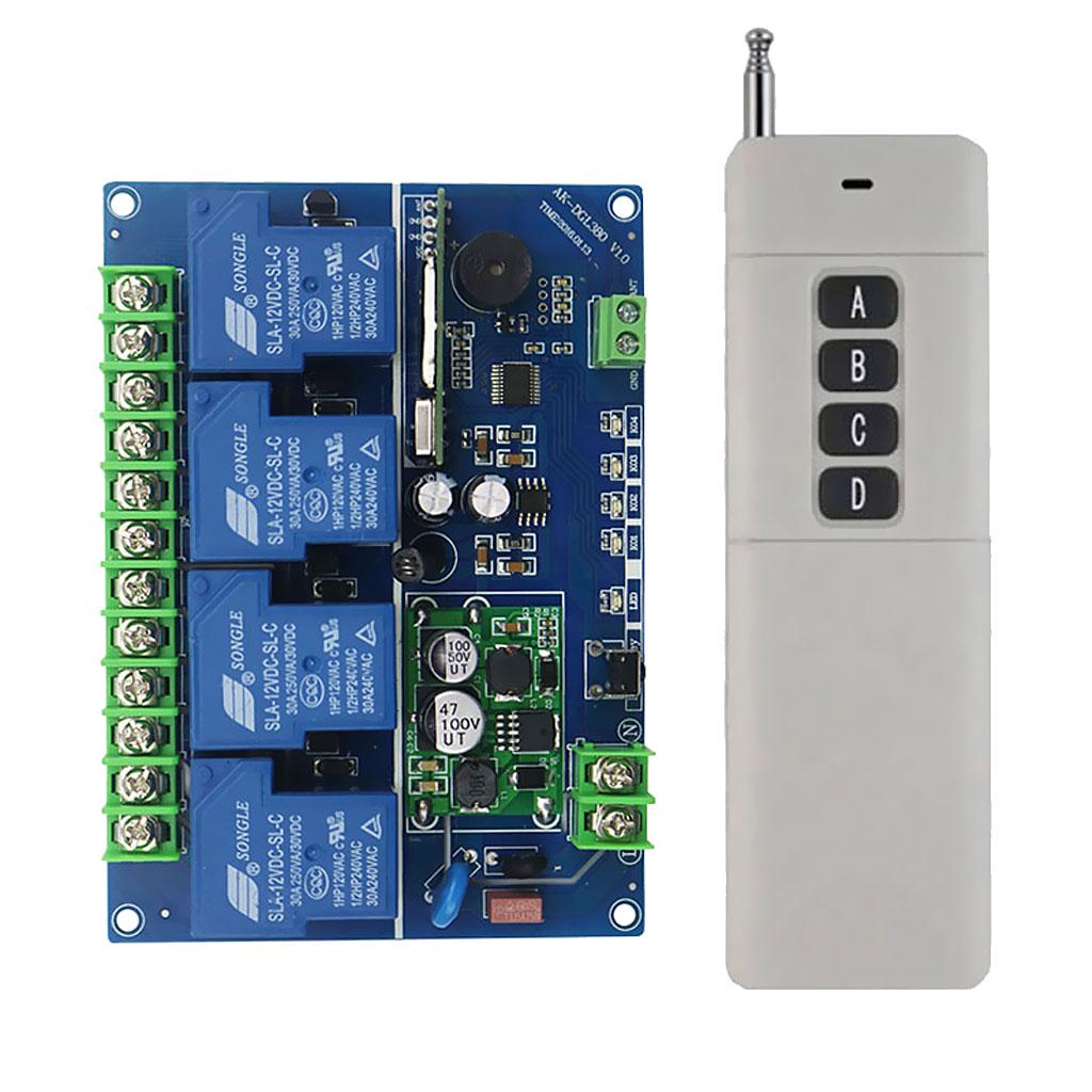 433M Switch Module Board 5V 4-way with Copy-Type 4-Button Remote Controller