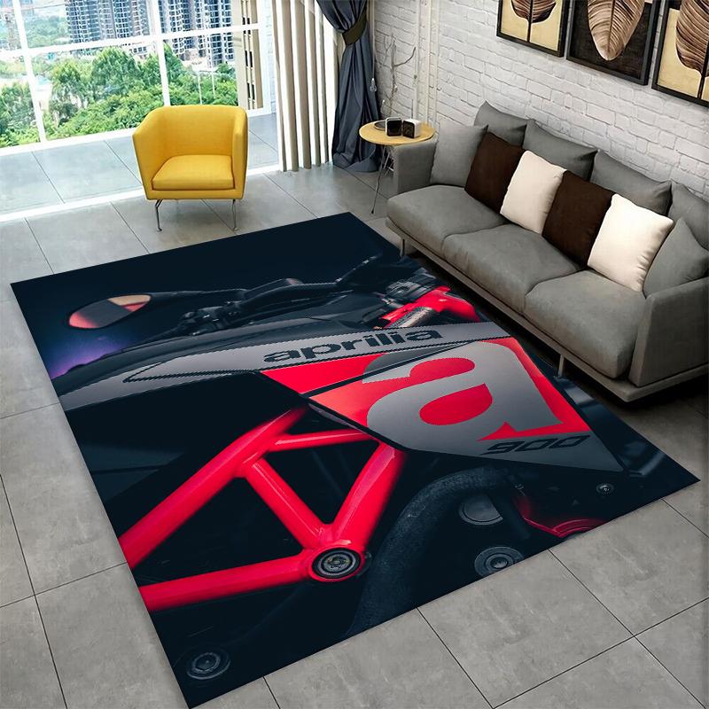 Alfombra de Coche de Carreras A-Aprilia Logo Moto para Sala de Juegos Dormitorio Sala de Estar Sofá Decoración del Hogar, Alfombra para Zona de Juegos Infantil Felpudo Antideslizante