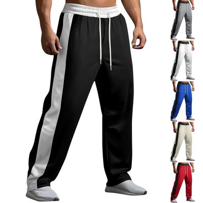 Men's Summer Drawstring Casual Color Block Pants Men's Breathable Sports Trousers