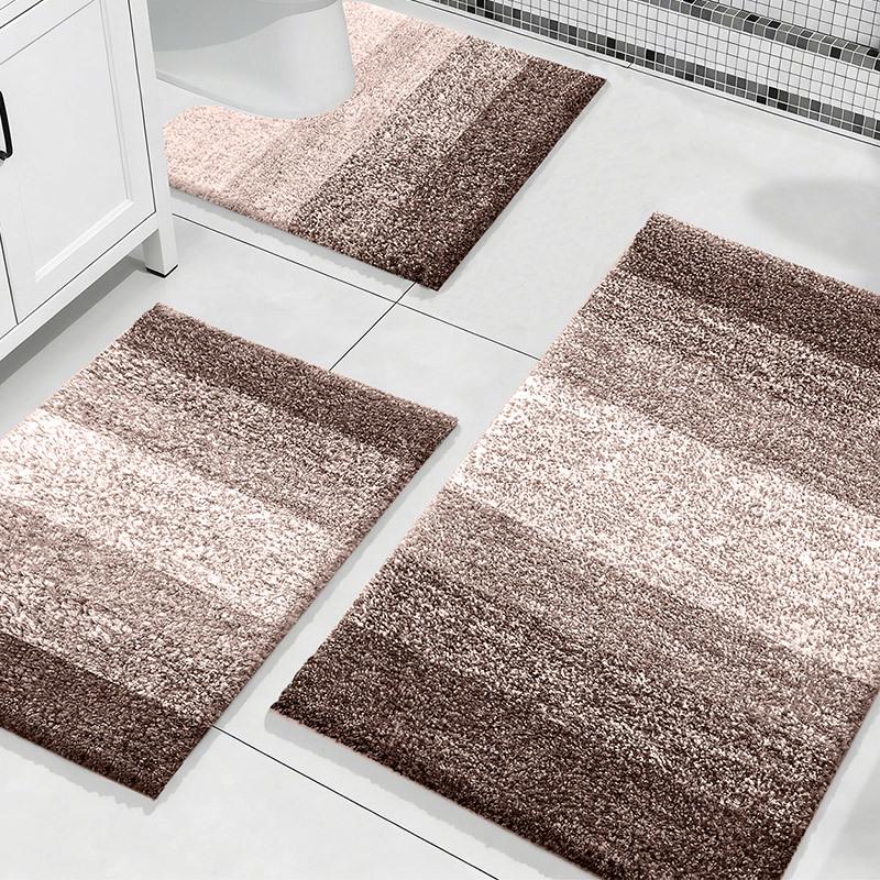 Set di Tappetini da Bagno Ispessiti in Floccato: Assorbente, Antiscivolo, Set da 3 Pezzi per WC
