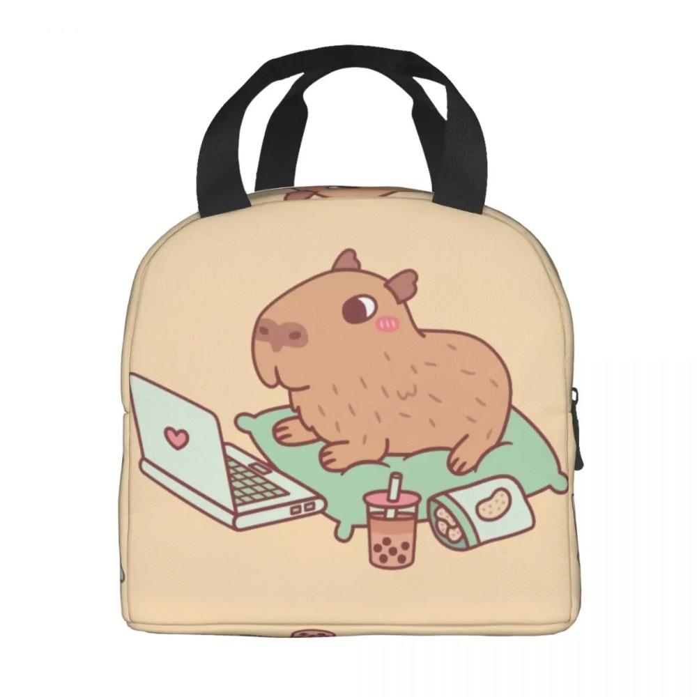 Custom Chilling Capybara Insulated Lunch Bag for Women Portable Cooler Thermal Lunch Box Kids School Children