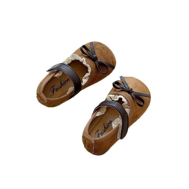Mädchen Ballerinas mit Spitzenbesatz Schleifen-Detail Weiche Sohle Prinzessin Schuhe Kleinkinder Kinder