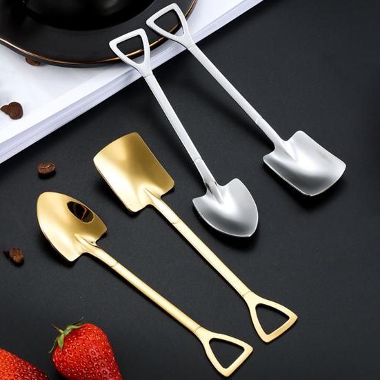 8 stk rustfritt stål vannmelon skjeer vakuum titanbelagte rustfrie skjeer for kaffedesserter