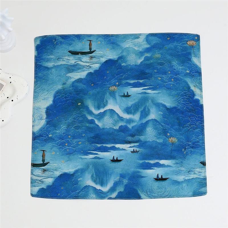 1Pc 34x34cm Women's Cotton Scarf Thin Absorbent Wipe Sweat Towel Antique Chinese Style Handkerchief
