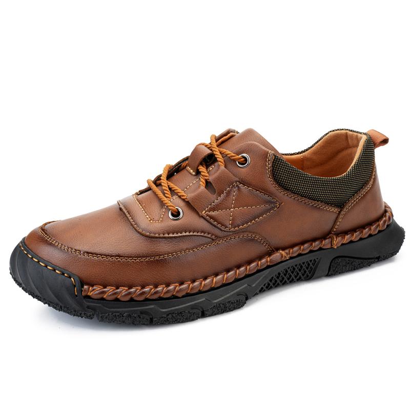 Fashion 2024 New Men Leather Casual Shoes Spring Classic Italian Fashion Lace-Up Antiskid Loafers Leisure Flat Designer Walking Shoes