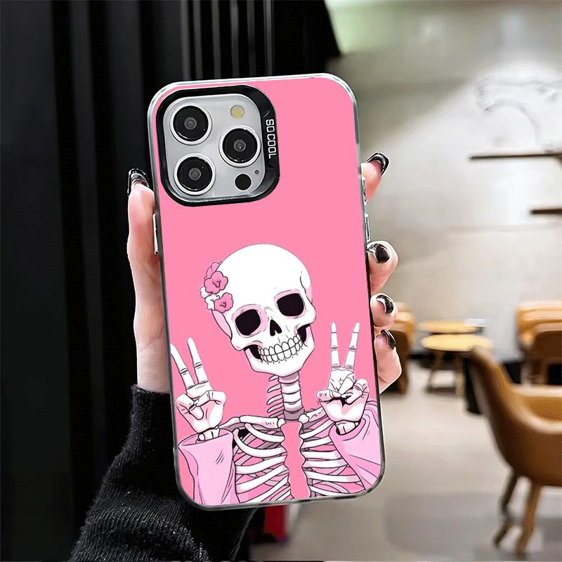Pink Style Skull Witch Shockproof Phone Case for iPhone 17 Air 16 16E 15 Pro Max 14 Plus 13 Mini 12 Back Cover Anti Fall Fundas