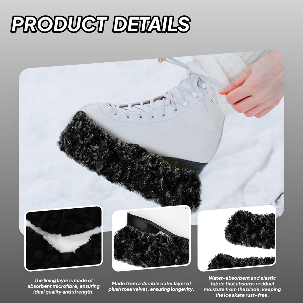2Pcs Ice Skate Blade Covers Towel Inner Absorbent Portable Blade Protector for Training Sports Hockey Skates Figure Skates