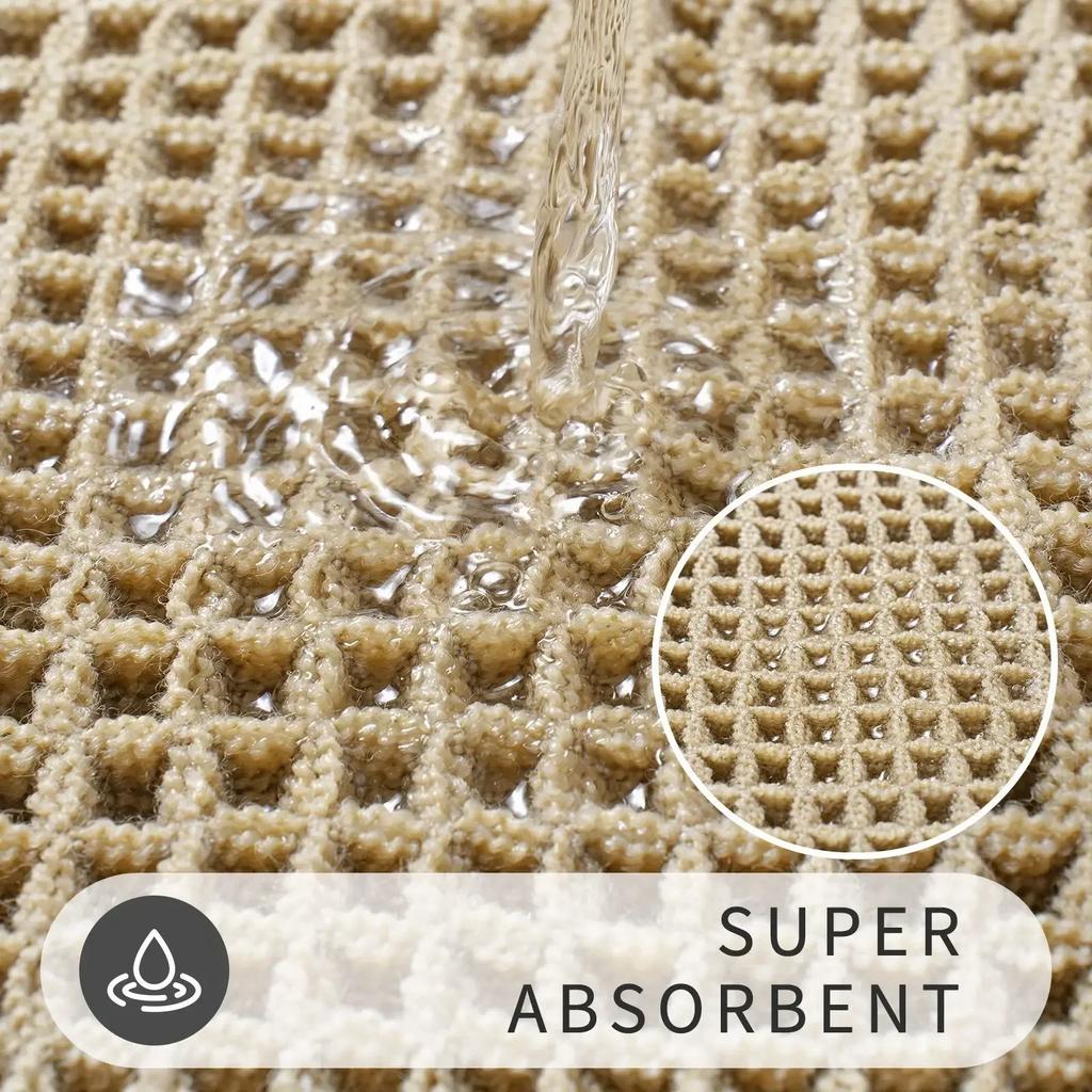 Polyester-cotton Waffle Bath Mat Bathroom Door Mat Anti-slip Foot Mats Water-absorbent, Quick-drying Floor Towel Anti-slip Rug