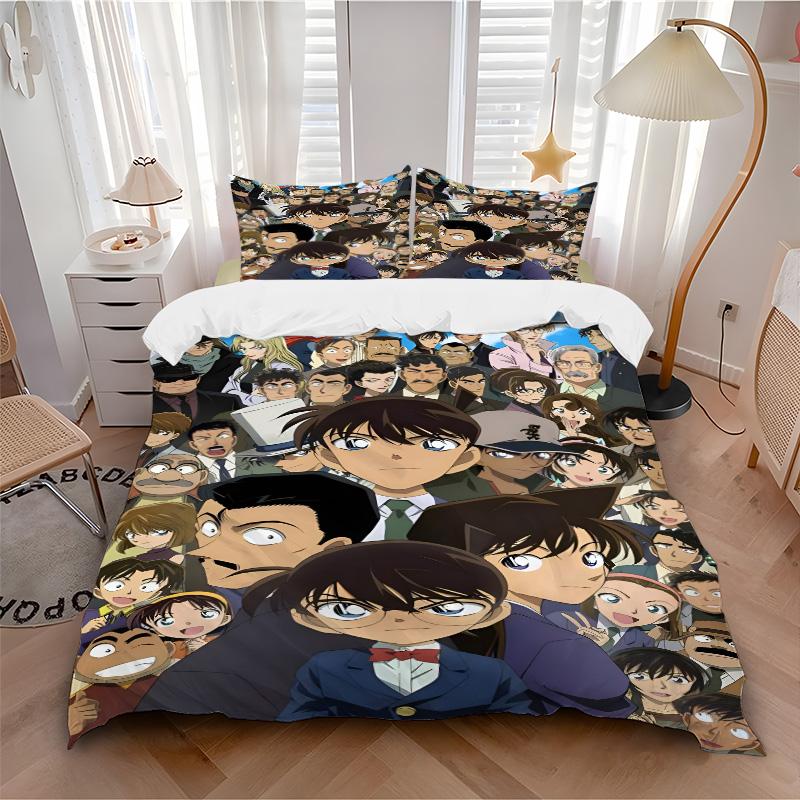 Detective Conan Mystery Print 3Pcs Bedding Setduvet Cover With 2 Bedropillowcase Home Birthday Gift