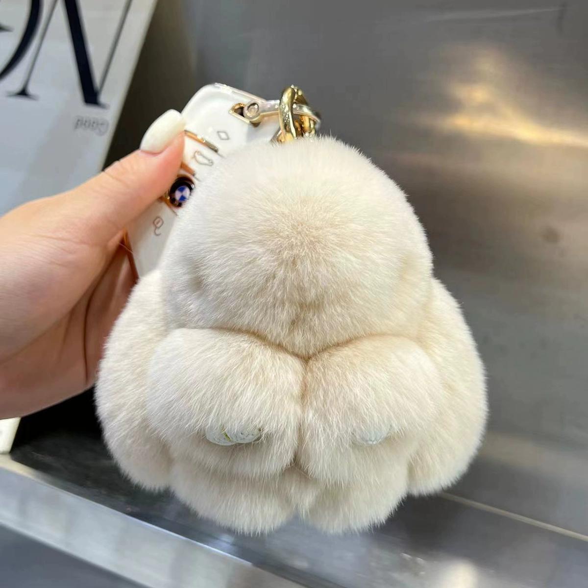 

Корейская милая кукла-кролик Рекс, брелок для ключей от машины, мини-сумка, плюшевый мертвый кулон-кролик