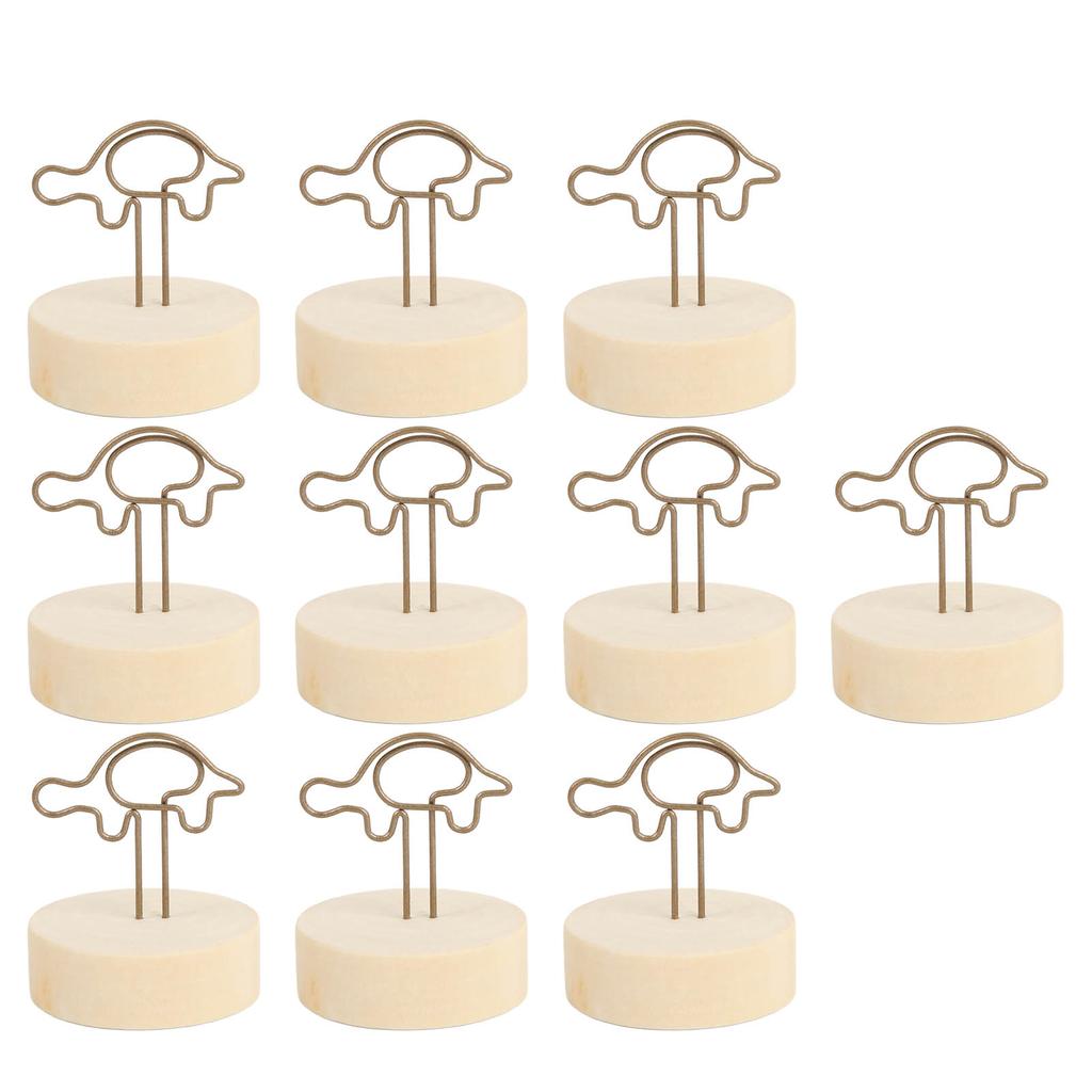 10PCS Table Number Holder Turtle Shape Vertical Type Place Card Holder Simple Cute with Log Base Nam