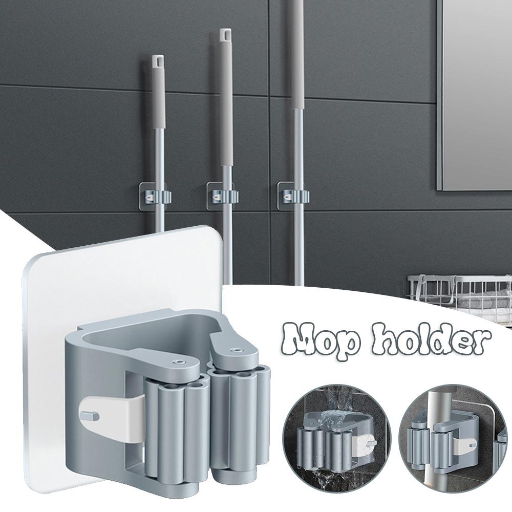 1/3pcs Mop Storage Storage Rack Bathroom Suction Hanging Pipe Traceless Mop Clip Broom Hanger Wall-Mounted Waterproof Mop Rack 1PCS