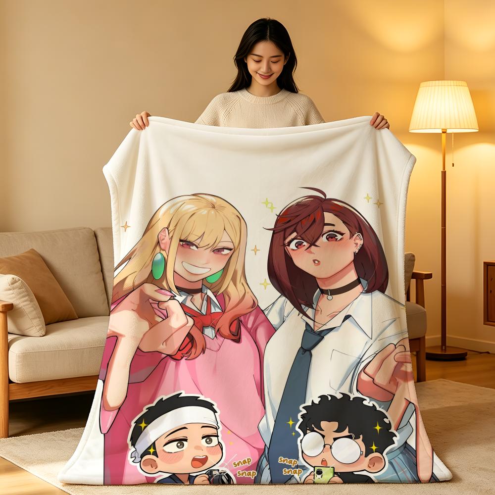 Anime M-My Dress Up Darling Throw High-Density Short Plush Blanket Soft Skin-Friendly for Sofa Nap Air-Conditioned Room