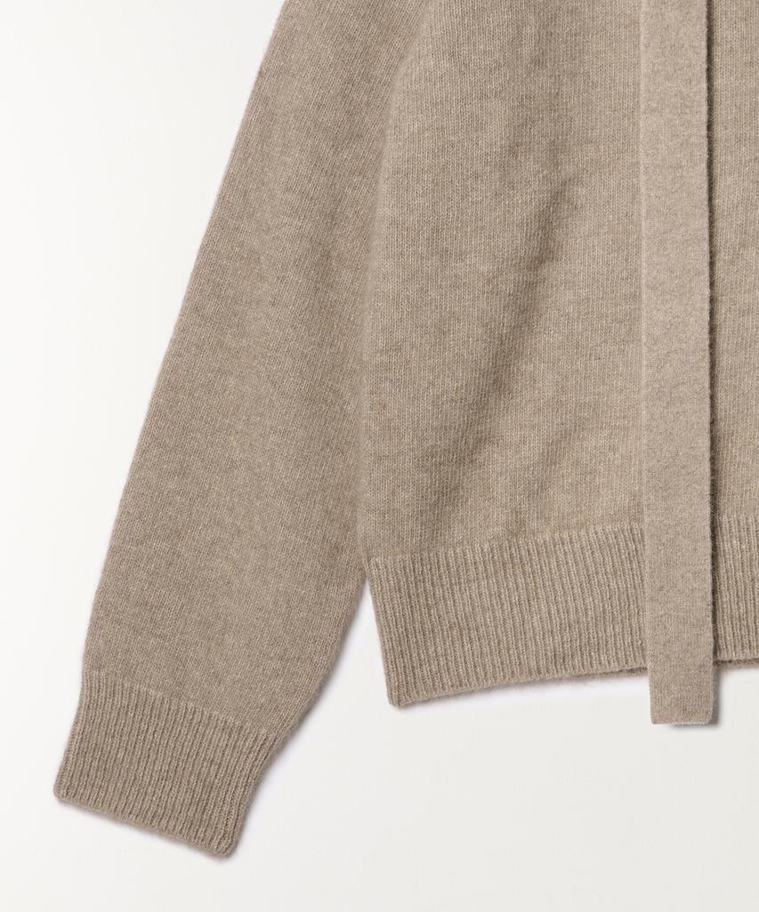 TTUDEMENT V-Neck Muffler Knit Top Mocha