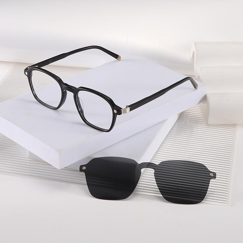 Magnetic Clip On Sunglasses For Men UV400 Lens Sunglasses Optical Myopia Glasses Frame 2 In 1 Shade Eyewear