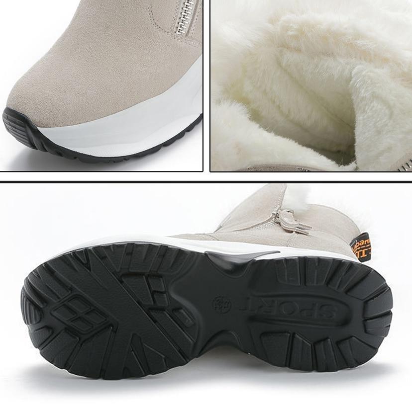 Dámské Sněhule Zimní Žena Klínky Boty na platformě Silná -Podrážka Plus Sametová Silná Teplá Krátká bota do poloviny lýtek Botas De Mujer