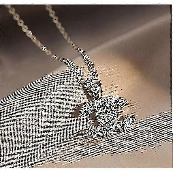 Cc Pendant with Necklace High Quality Temperament Pendant with Necklace Simple and Versatile Silver