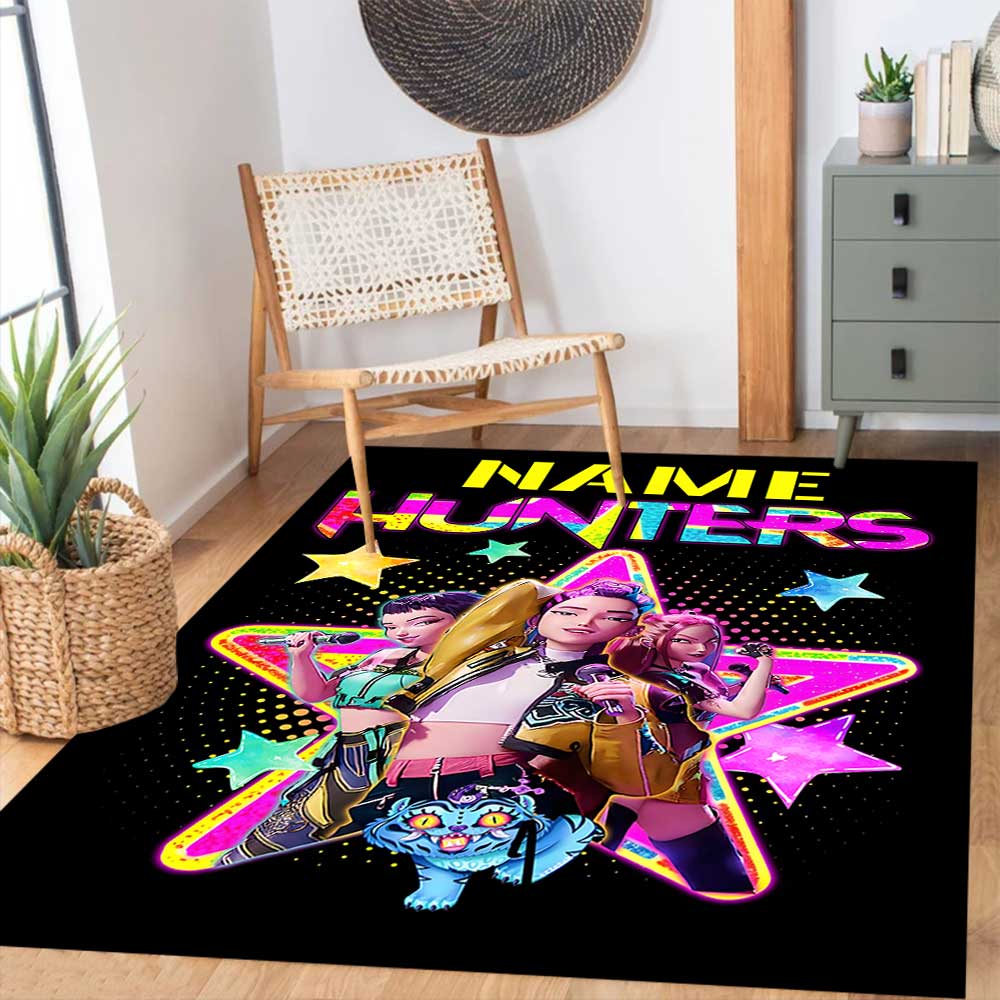 K Pop Demon Hunters Customize your name rug, office chair cushion, home bedroom living room gift.