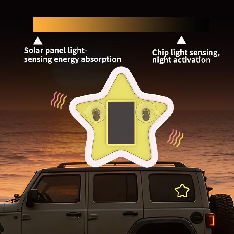 Solar Powered Ambient Lights Star Neon Automobile Interior Decorative LED Car Windshield Window Decoration with Suction Cup