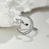 Huajie Charming Women's Dainty Shining Zirconia Moon Star Design Opening Rings Simple Casual Party Gift New Ring  Tide