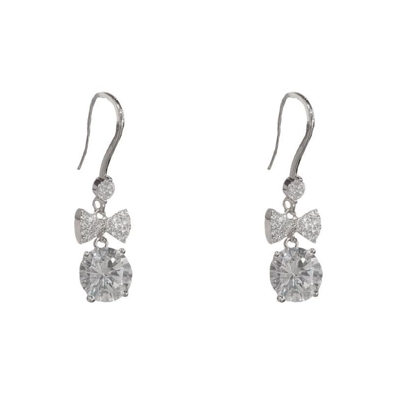 Exquisite Versatile Zircon Bow Ball Tassel Earrings - Luxurious, Shiny, and Sweet Ear Hooks