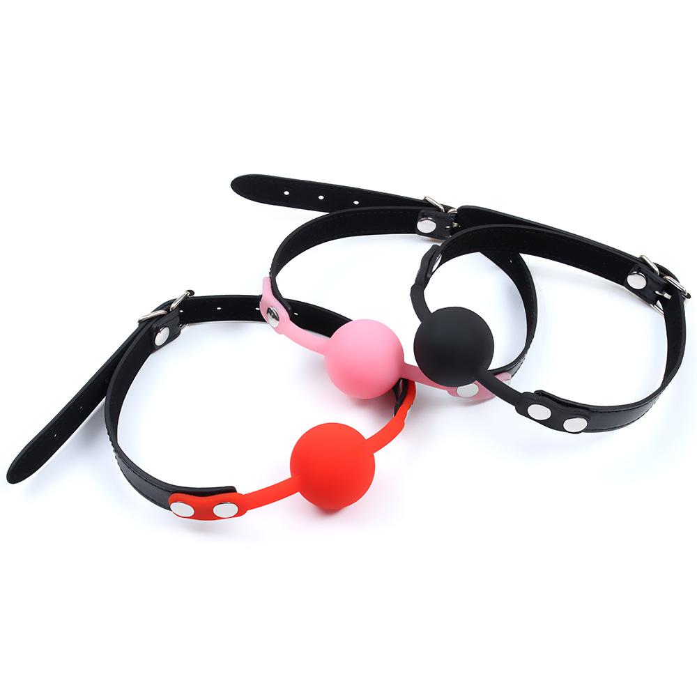 VaHppy Mouth Ball Yoke 4cm 80g Silicone Solid Drooling Couple Games Sex Toys SM BDSM Adult Products PU Bondage Oral Sex