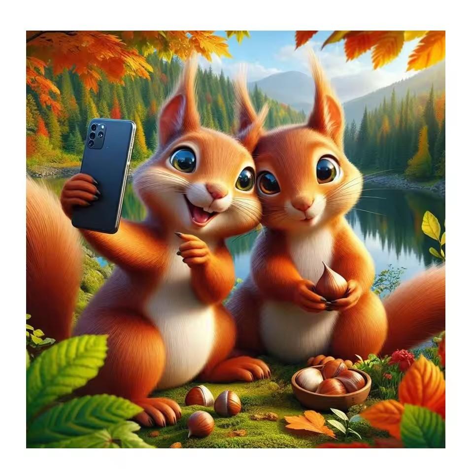 

5D Алмазная вышивка своими руками Крестиком Осенний лес Животное Олень Тигр Белка Кролик Полная Квадратная Круглая Алмазная Мозаика Вышивка Full Round 40x40CM