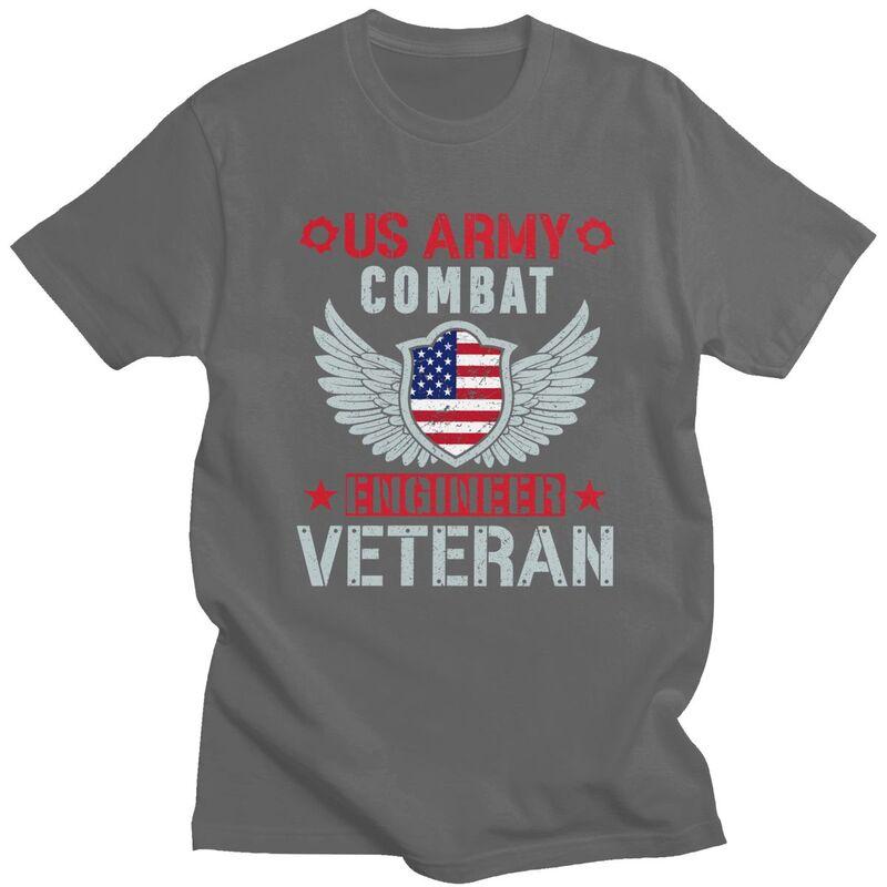 Custom US Army Combat Engineer Veteran T Shirt for Men Tshirt Tees Tshirts Slim Fit