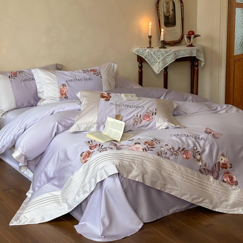100 Long-Staple Cotton 4Pcs Set, High-End Jacquard Embroidery Bedding 4Pcs Set