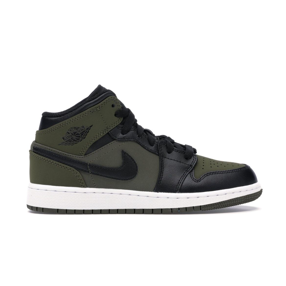 

Детские кроссовки Air Jordan 1 Retro Mid GS Olive Canvas Green Black-White 554725-301