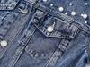 Women's Light Blue Rhinestone Beaded Denim Jacket - Petite, Short, Spring/Autumn 2025