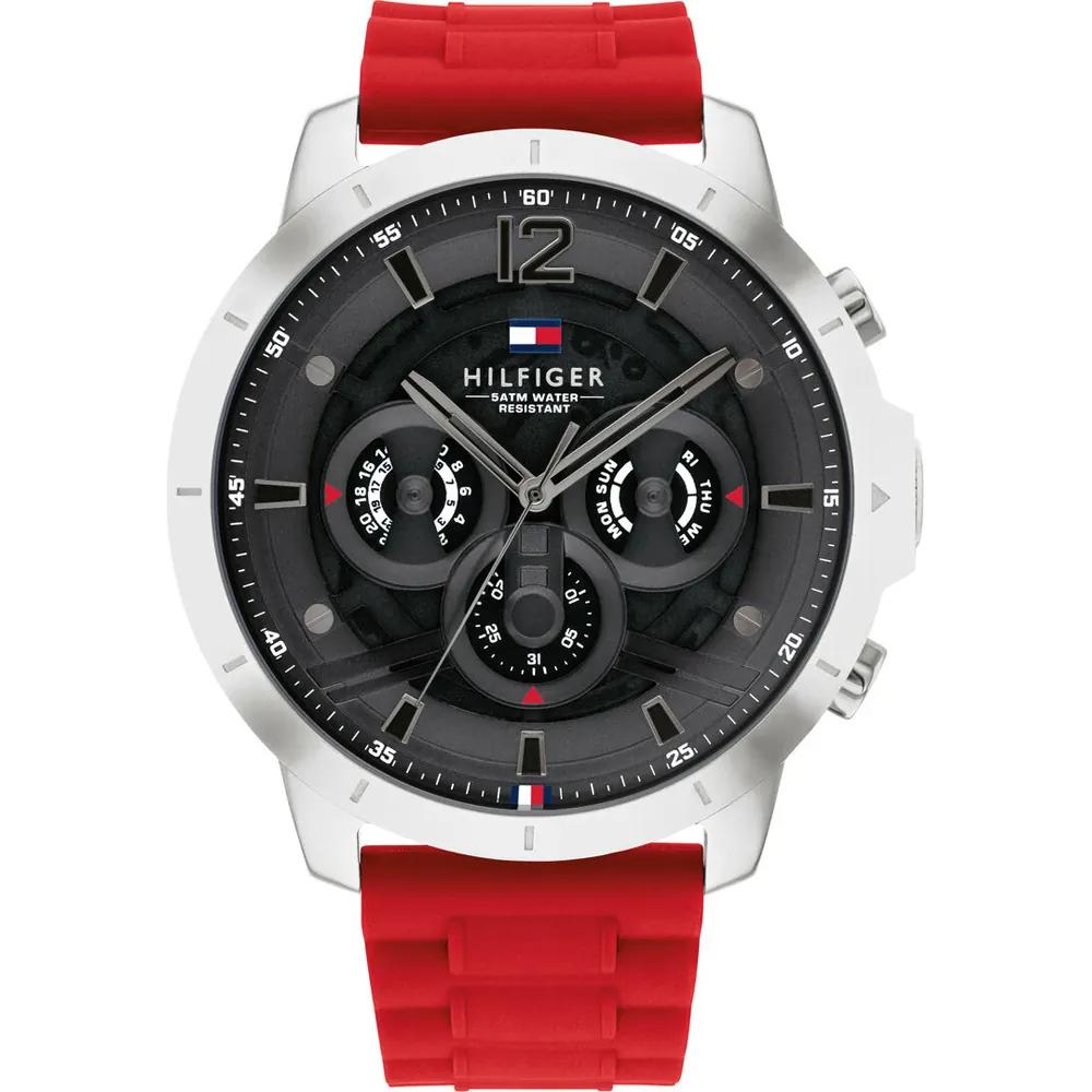 Tommy Hilfiger Historical Collection Luca Black Dial Red Silicone Men s Quartz Watch 1710490 чёрный