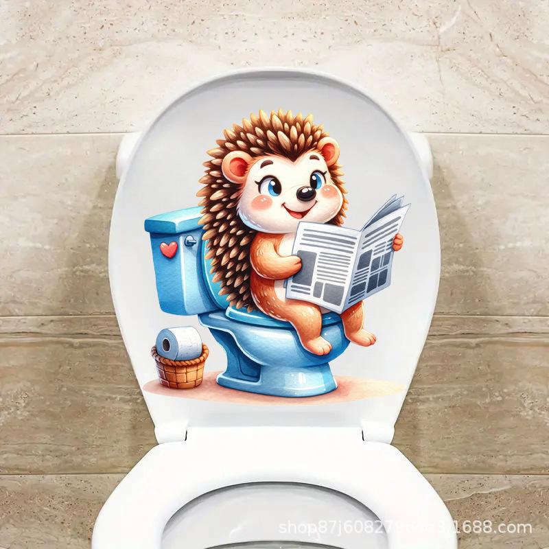 1 PC Funny Animal PVC Toilet Seat Stickers Monkey Zebra Giraffe Decals Waterproof Bathroom Wall Door Decor Creative Removable Decals