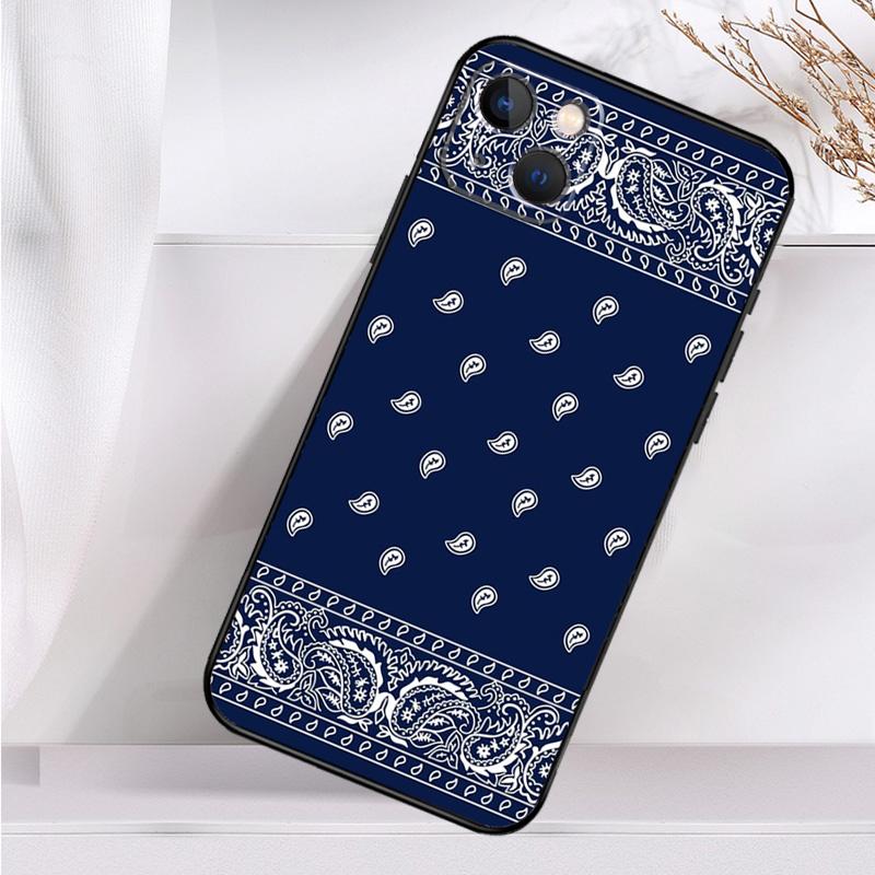 Black Bandana Paisley Shockproof Case For iPhone 17 16 15 14 11 Pro Max Plus 12 13 Mini 16e 17 Air Phone Cover