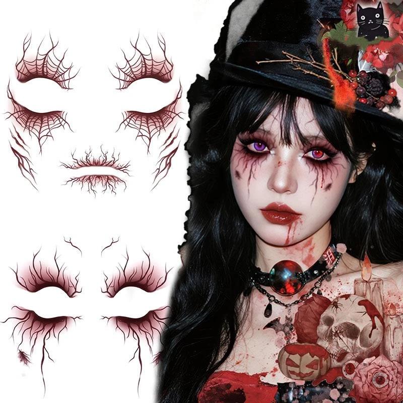 1/4/6 Sztuk Tatuaż Tymczasowy Wzór Żył Na Imprezę Halloweenową Body Art Wodoodporne Naklejki Tatuaż Naczyniowy Dla Kobiet Mężczyzn Brwi Twarz