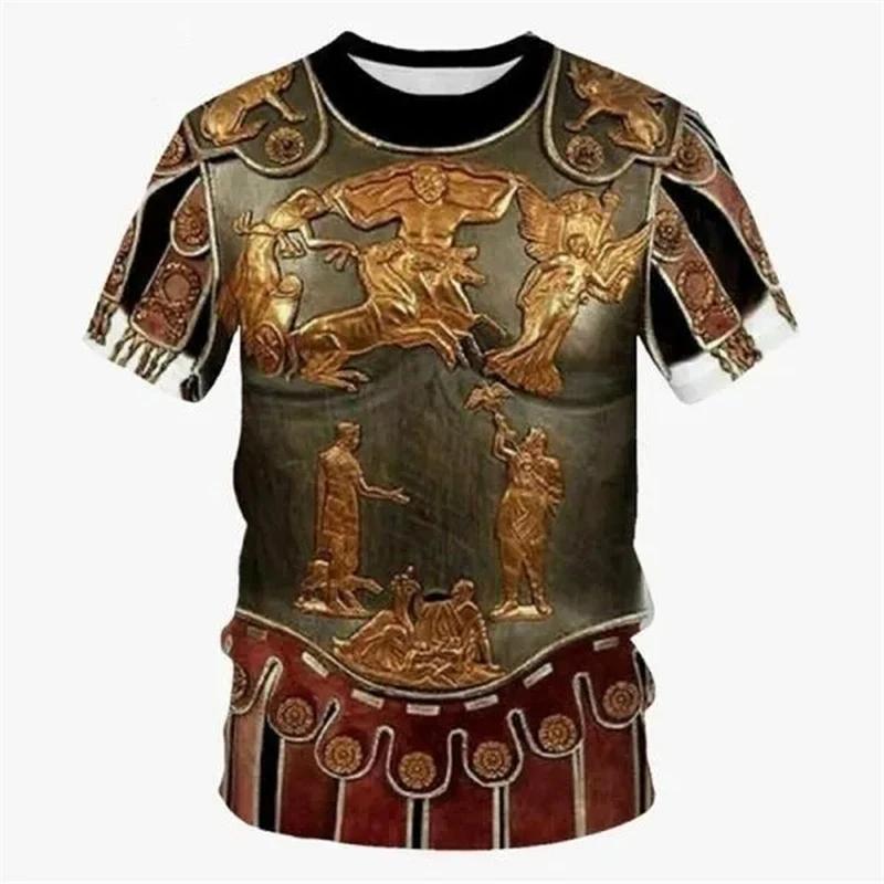 XXS-6XL Plus Size 3D Printed Armor T Shirt For Men Cosplay Pattern Tees Casual Retro Round Neck Short Sleeve T-Shirts Loose Tops