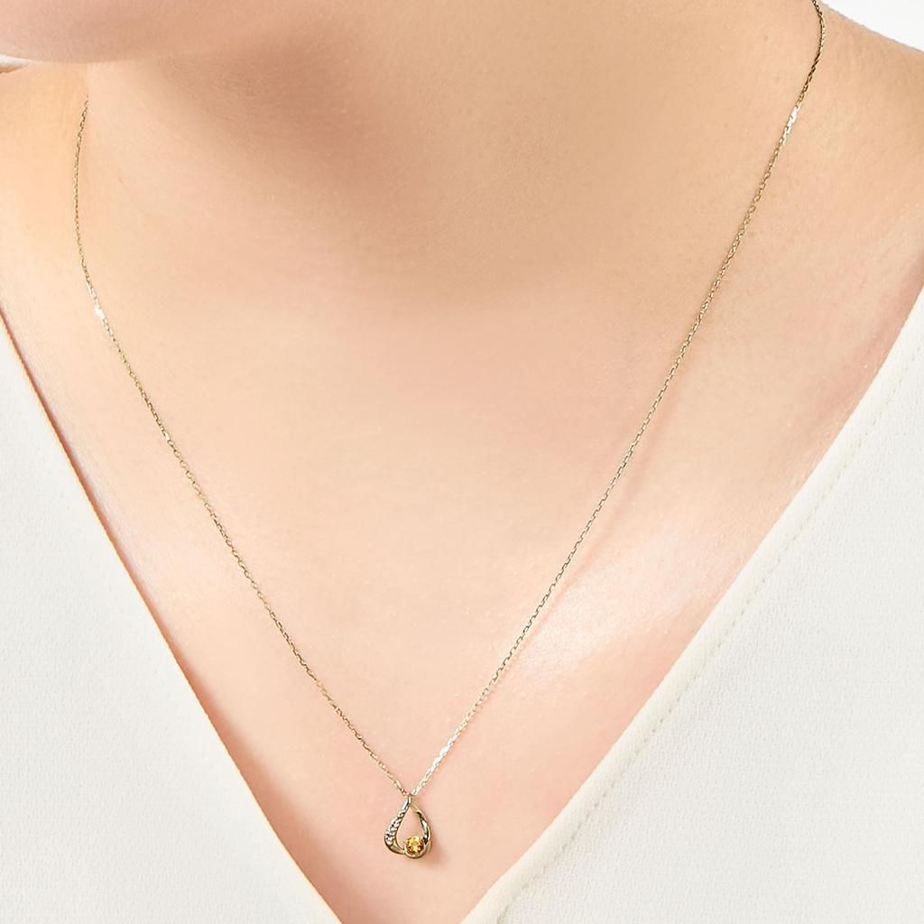 Vendome Aoyama November Yellow Gold K10 AJVN147440CT [Official] Necklace, Birthstone, Citrine,