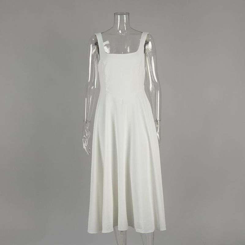 

European and American Fashion Sexy Sling Sleeveless Backless Dress Backless Suspender Sexy Dress White S