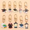 European & American Cross-Border Alloy Jewelry: Graduate's Hat & Flower Pendant Charm