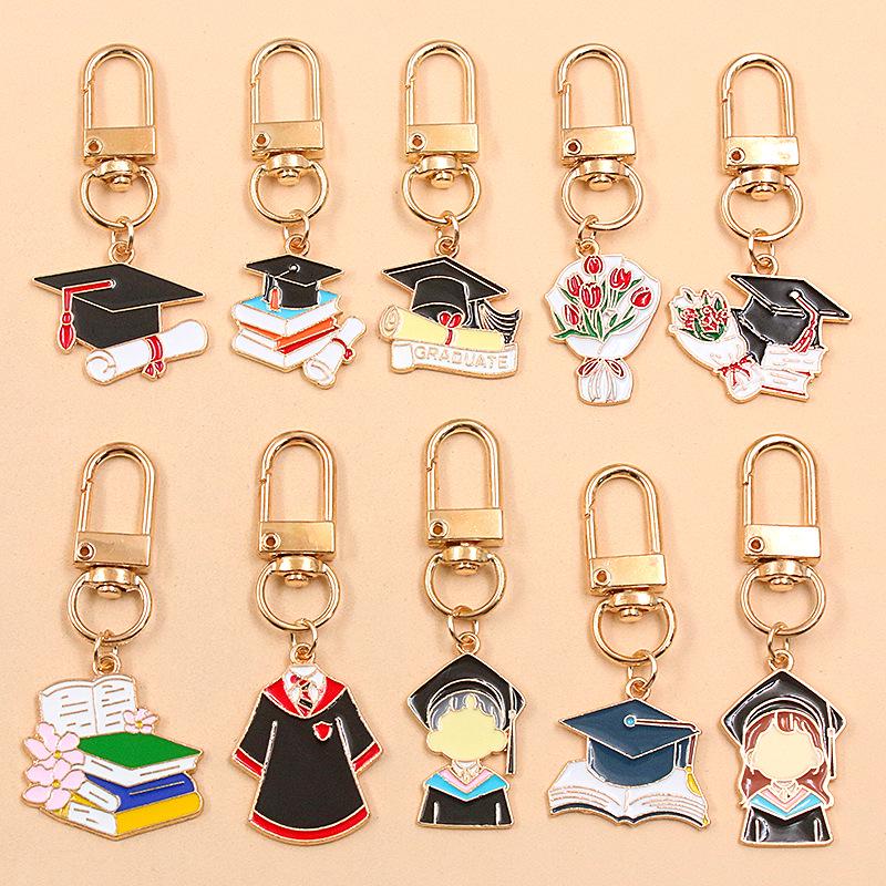 European & American Cross-Border Alloy Jewelry: Graduate's Hat & Flower Pendant Charm